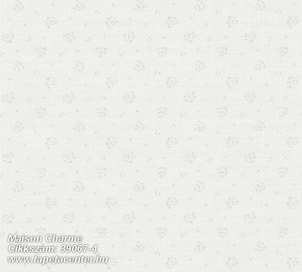 Retro,textil hatású,virágmintás,kék,szürke,súrolható,vlies tapéta 
